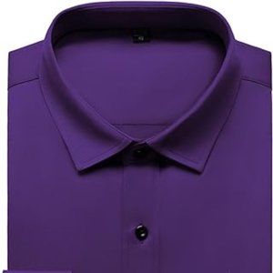 Men's Stretch Wrinkle Free Dress Shirts Formal Wedding Prom Long Sleeve Slim Fit